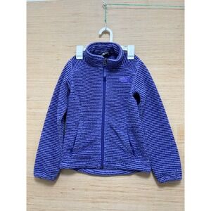 The North Face Girls Purple Ribbed Full Zip Fleece Jacket Size XS 6